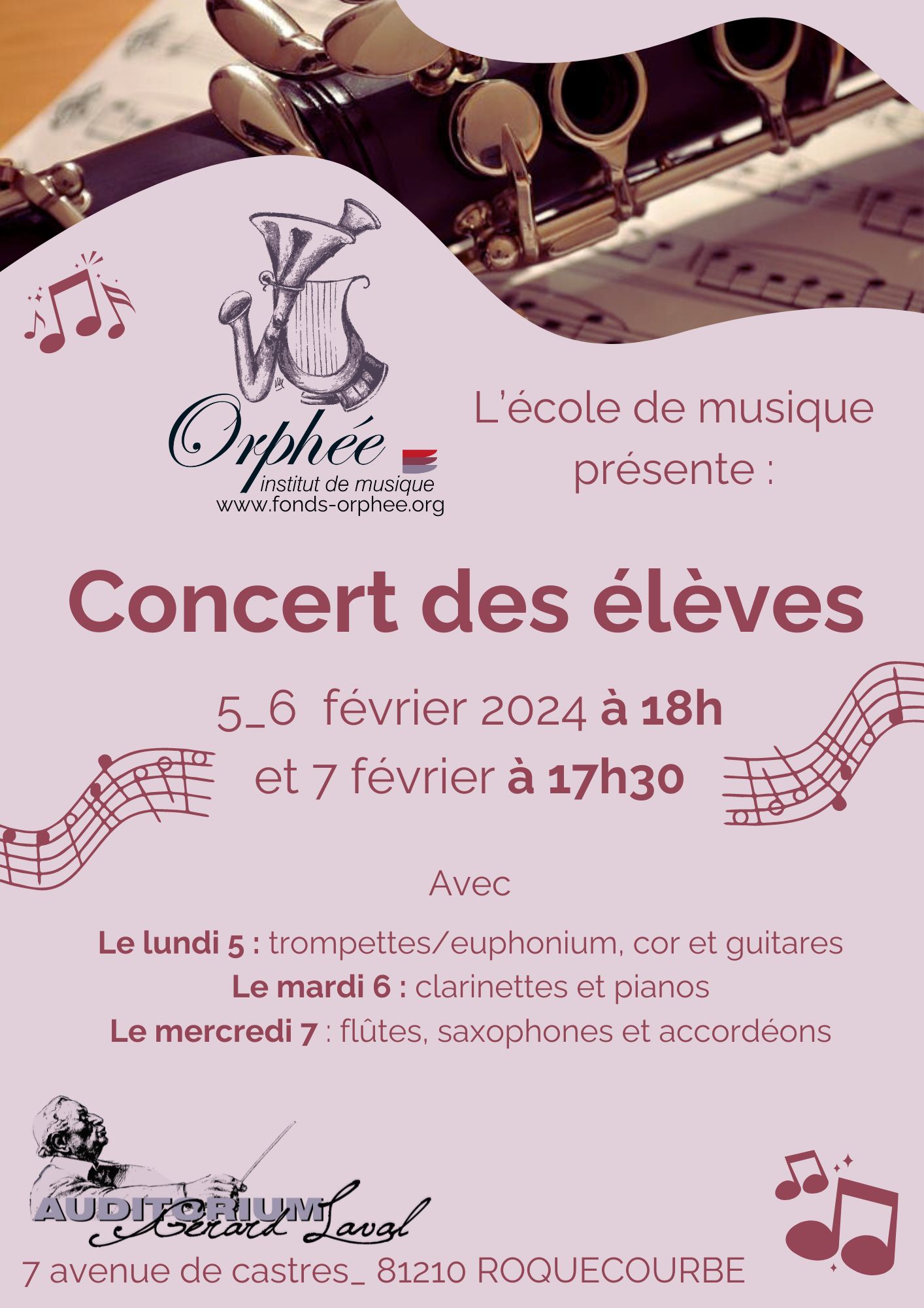 Affiche concert des eleves fevrier 2024 2